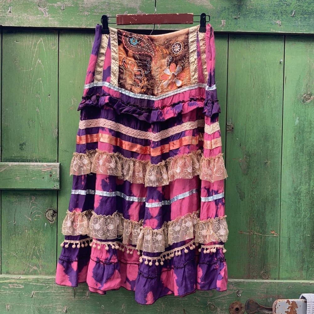 Beautiful OOAK Vintage bohemian Gypsy Skirt : belly dance